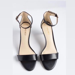 Women’s Nine West Leisa Black Sandal Ankle Strap Kitten Heel 8